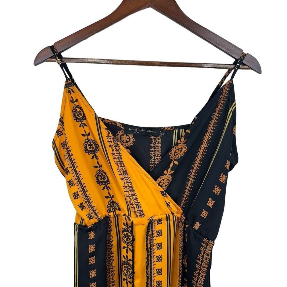 House of Harlow x REVOLVE Black Gold Floral Geometric‎ Midi Dress M - Picture 3 of 11